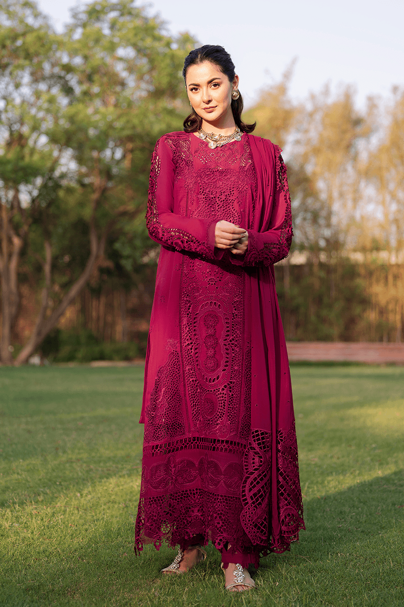 Zarashahjahan — 3pc on emb Lawn with Diamond voil emb Dopatta