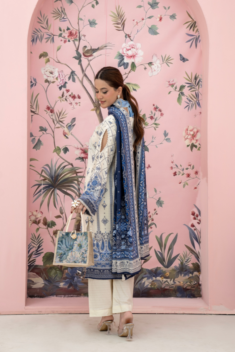 3 Pieces - Marooj Unstitched Off White BanaDora Linen Suit