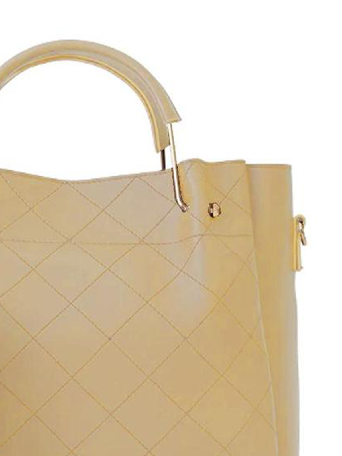 Women Quilted Beige Handbag Set