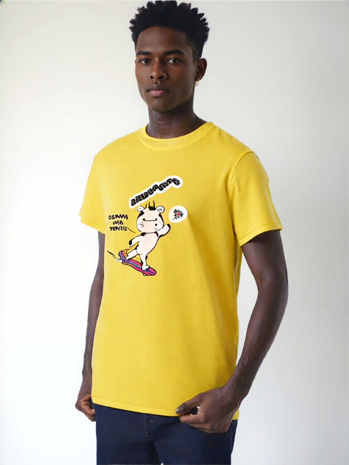 Men Skate Cat Tee Shirt