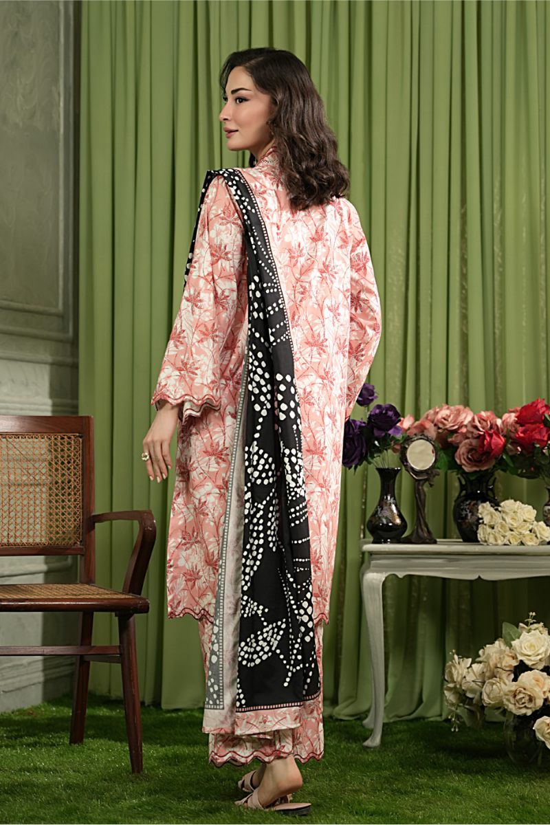 3 Pieces - Regalia Unstitched Baby Pink Printed Linen Suit