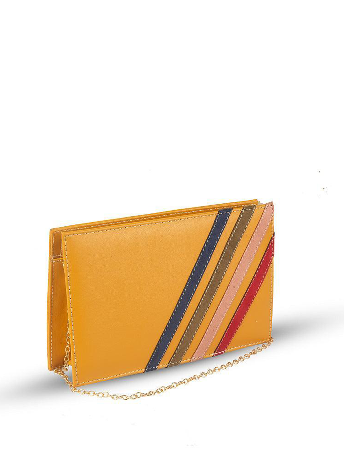 Women Trace PU Leather Clutch, Mustard