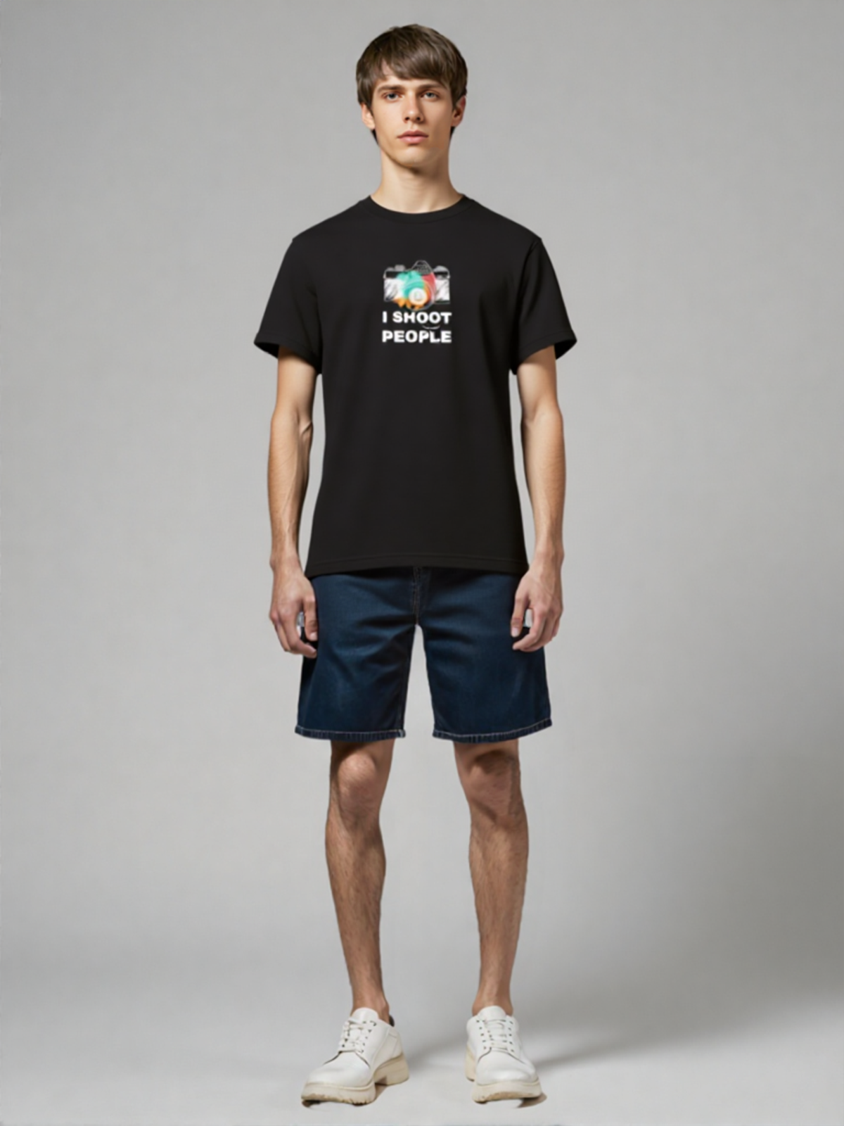 Men Art Camera Black Tee Shirt