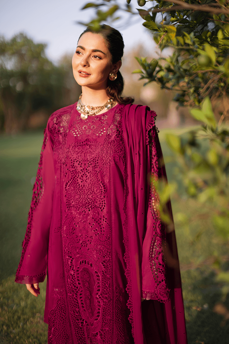 Zarashahjahan — 3pc on emb Lawn with Diamond voil emb Dopatta