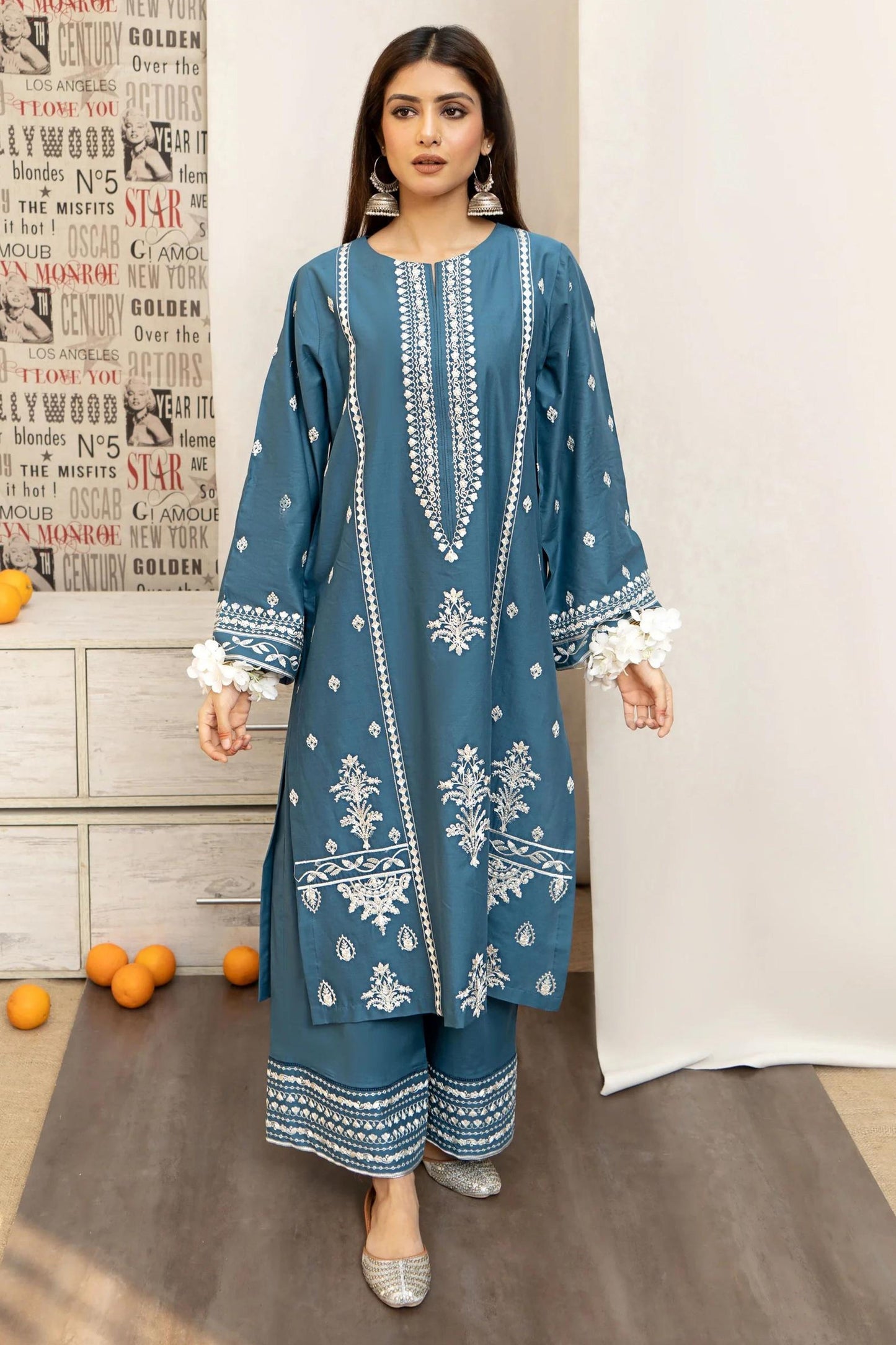 Lawn Suit with voil diamond Dopatta 3 Pcs Suit