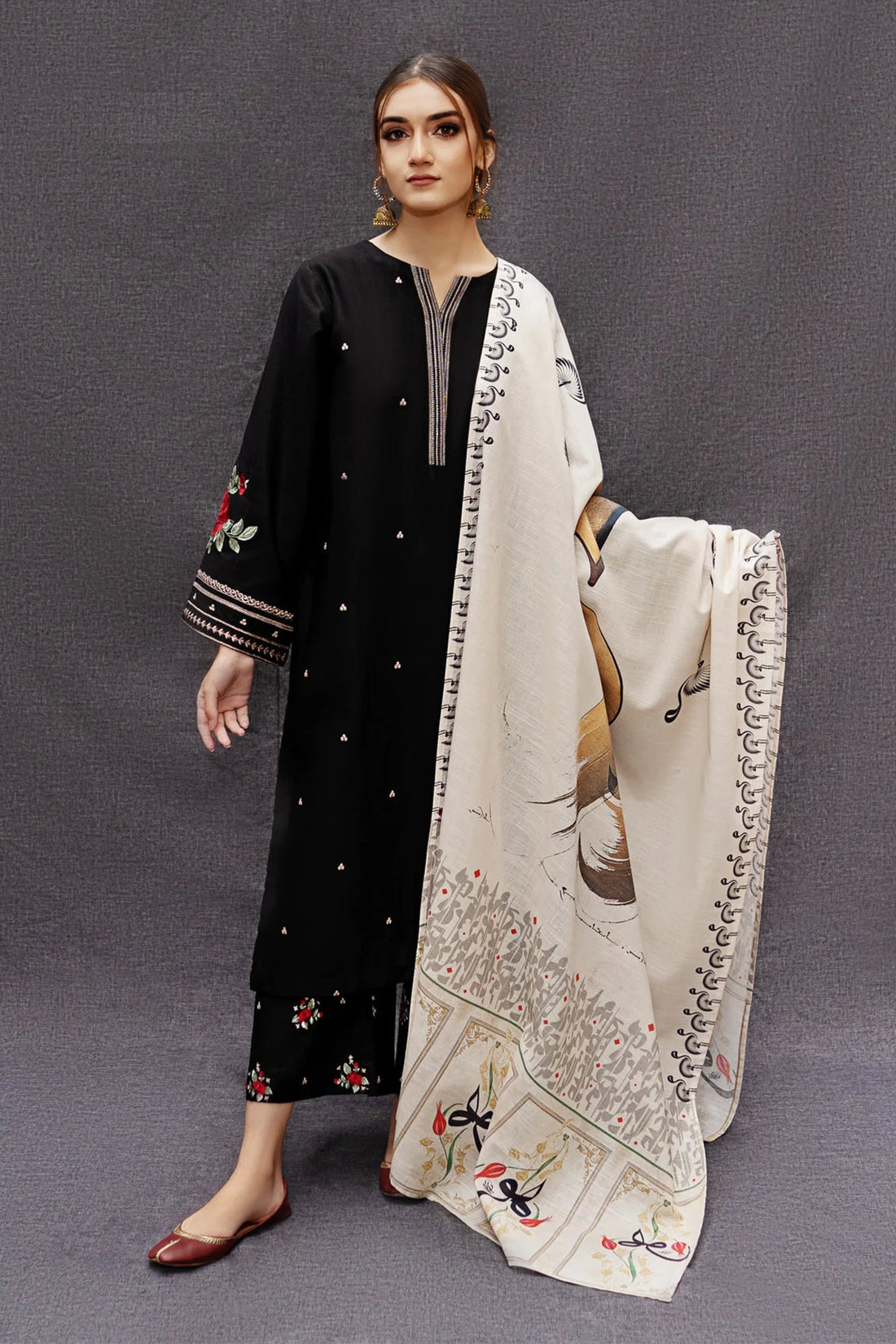 Urge on emb Lawn with Diamond printed Dopatta