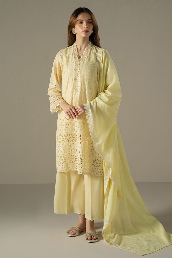 Cross stich on emb Lawn with organza emb Dopatta