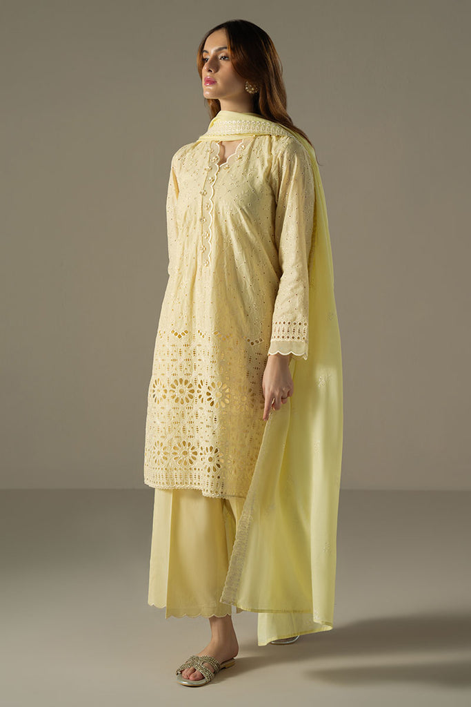 Cross stich on emb Lawn with organza emb Dopatta