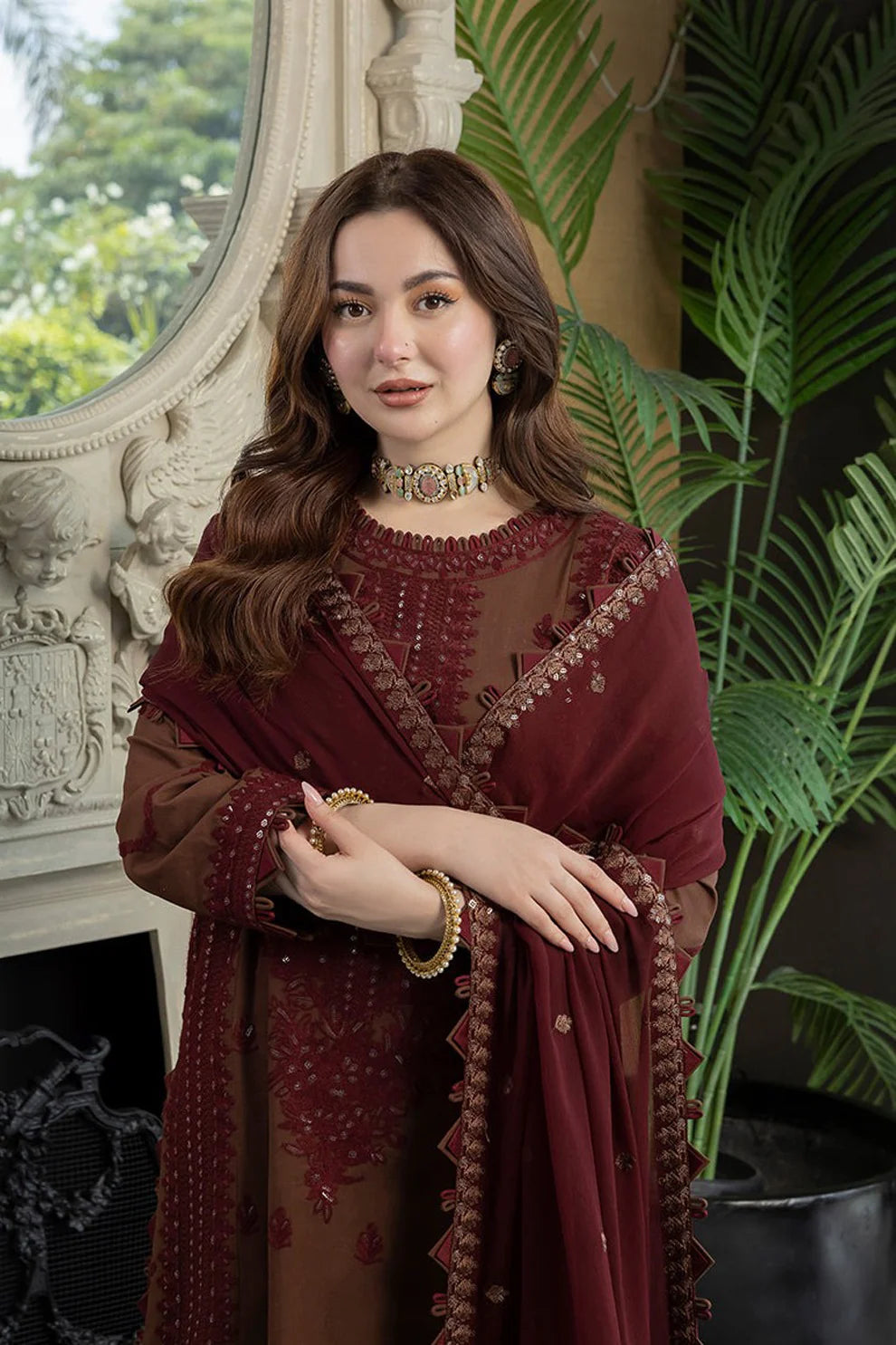 Asim jofa on emb Lawn with Chiffon Emb Dopatta