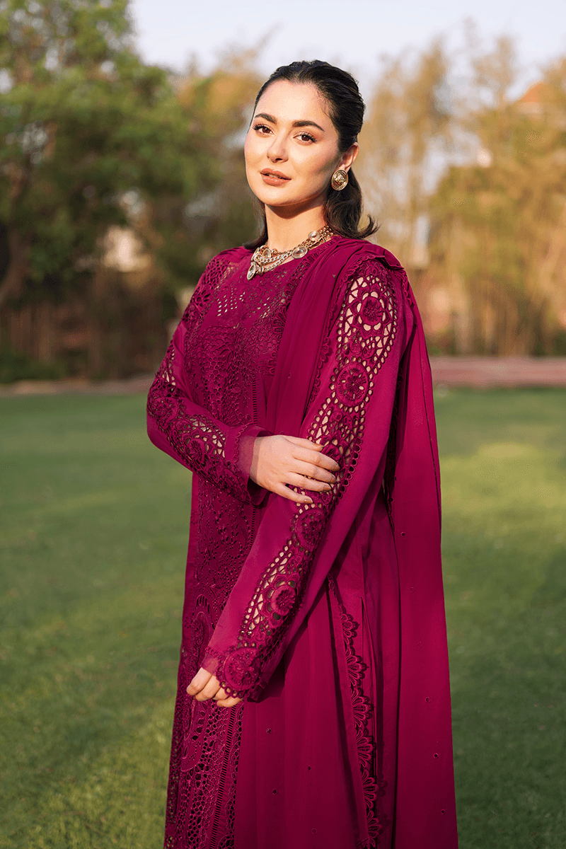 Zarashahjahan — 3pc on emb Lawn with Diamond voil emb Dopatta