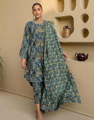 3 Pcs Women Unstitched Slub Printed Suit -Rania