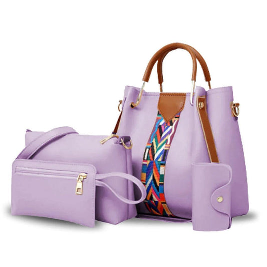 BagX - Capri 4 Pcs Lilac PU Leather Handbag, Lilac