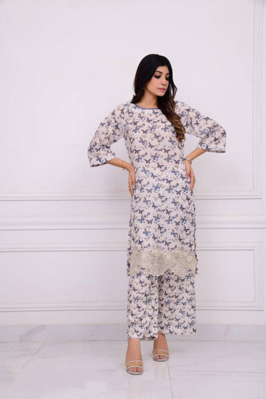 2Pcs Norans Silk Lawn Printed Suit