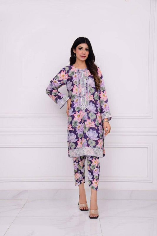 2Pcs Norans Silk Lawn Printed Suit