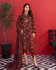 3 Pcs Women Unstitched Linen Printed Suit -Soha