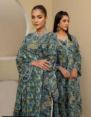 3 Pcs Women Unstitched Slub Printed Suit -Rania