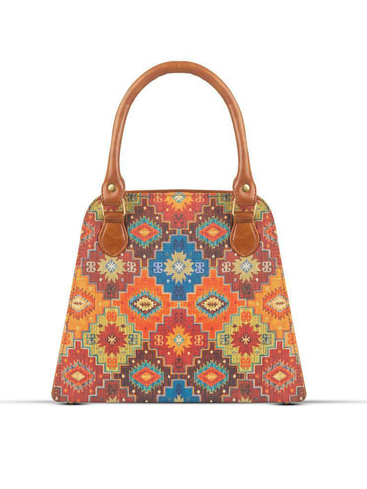 Women Old Money Retro Multicolour Handbag