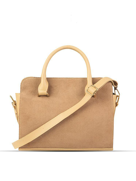 Women Urban Beige Suede-Look Top Handle Bag