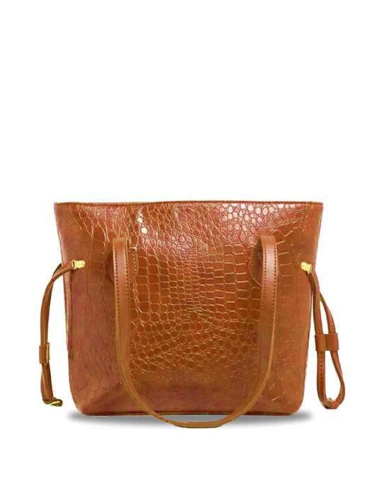 Women Trinity Croc-Embossed Shoulder Bag