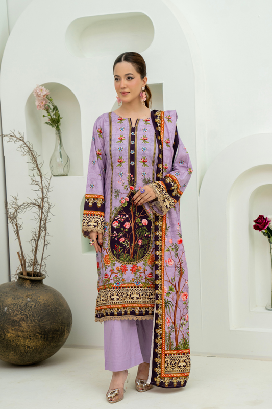 3 Pieces - Marooj Unstitched Light Purple BanaDora Linen Suit