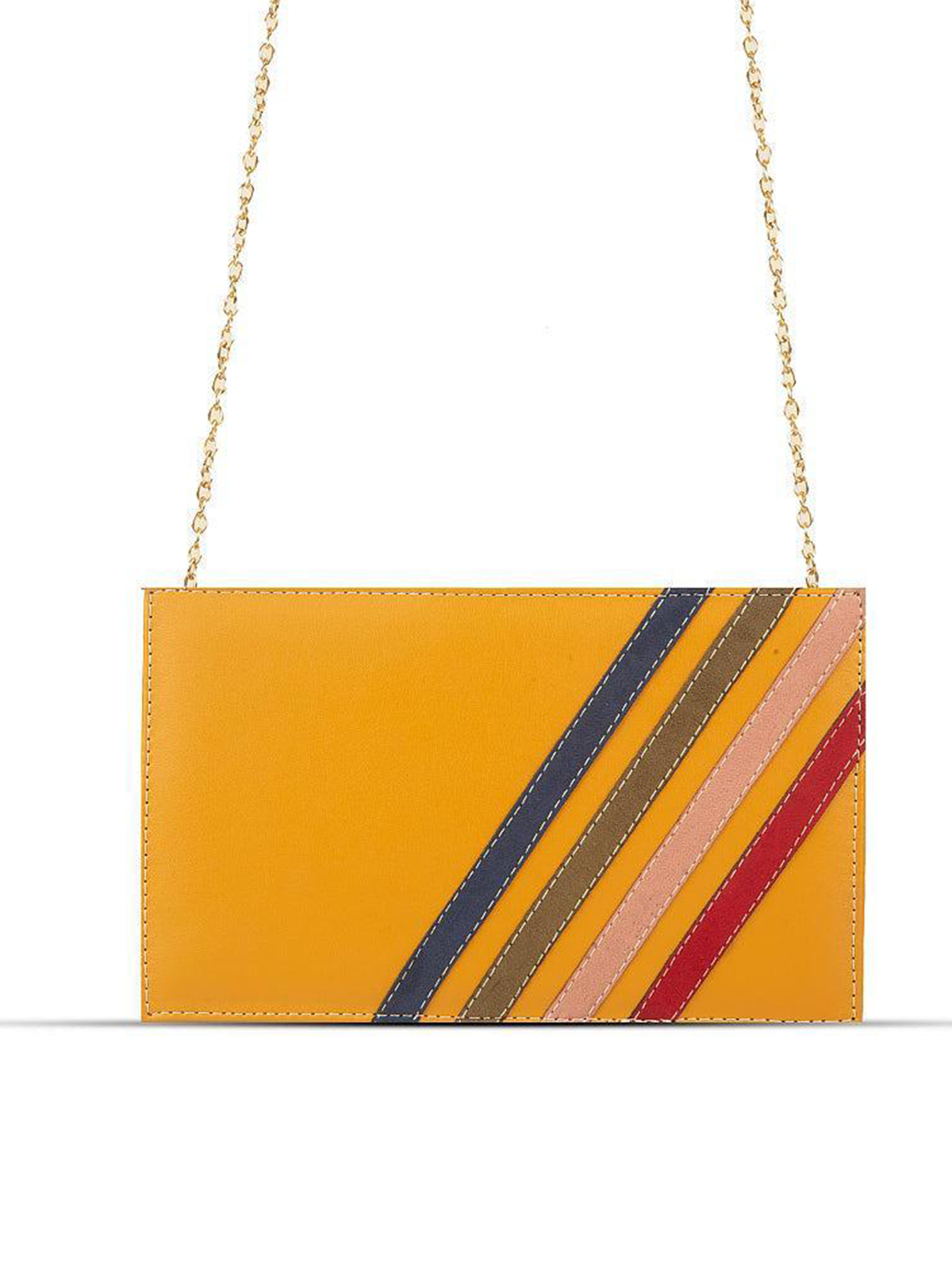 Women Trace PU Leather Clutch, Mustard