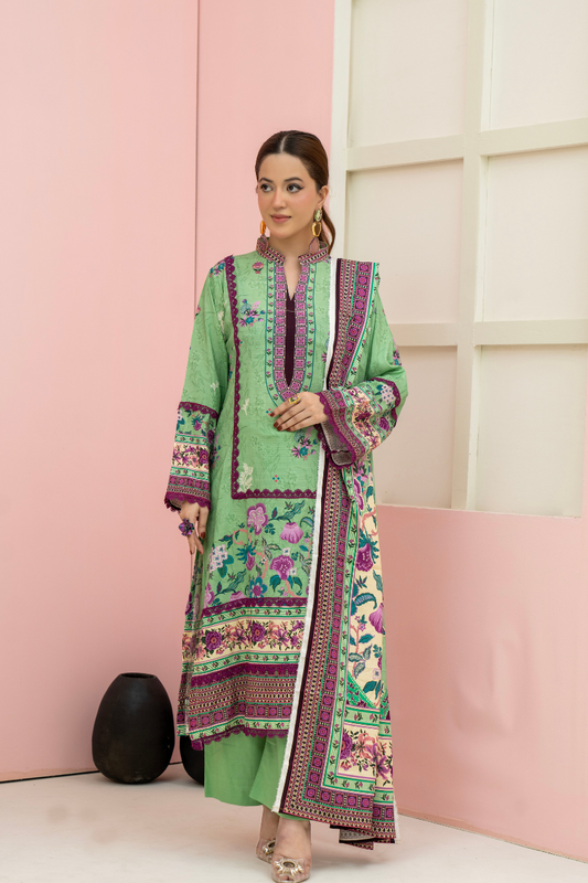 3 Pieces - Marooj Unstitched Light Green BanaDora Linen Suit