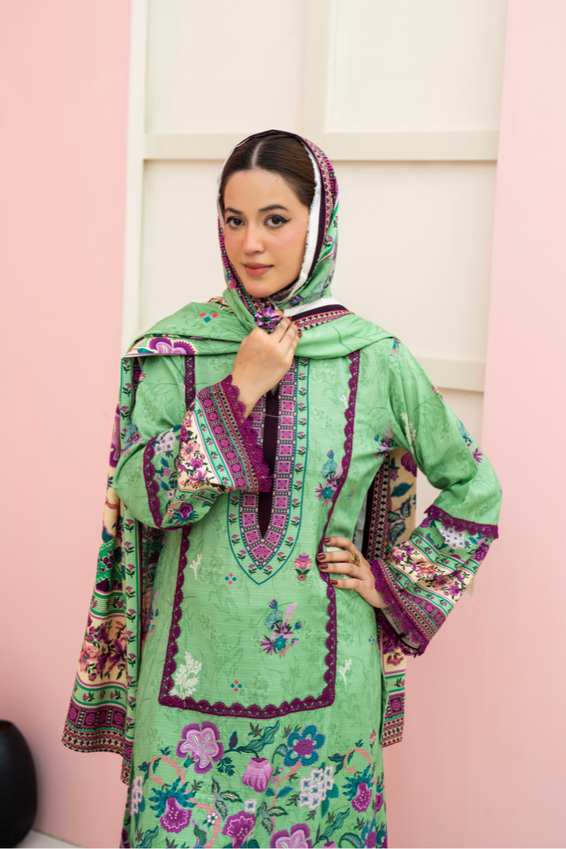 3 Pieces - Marooj Unstitched Light Green BanaDora Linen Suit