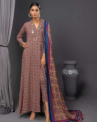 3 Pcs Women Unstitched Linen Printed Suit -Soha