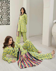 3 Pcs Women Unstitched Slub linen Printed Suit -Rania