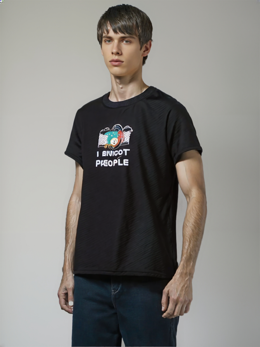Men Art Camera Black Tee Shirt