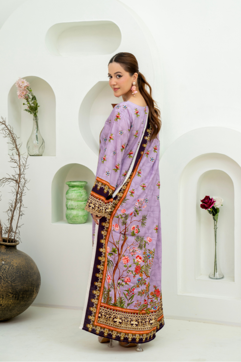 3 Pieces - Marooj Unstitched Light Purple BanaDora Linen Suit