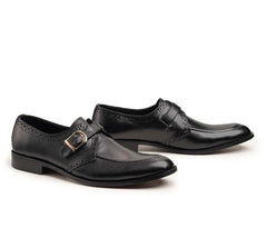 Men's Rockouf Black Leather Formal Shoes