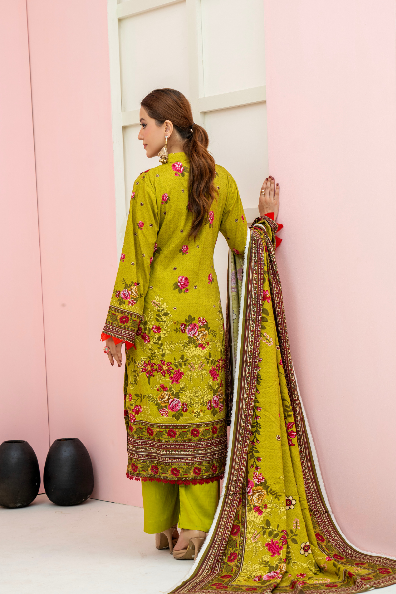 3 Pieces - Marooj Unstitched Parrot BanaDora Linen Suit