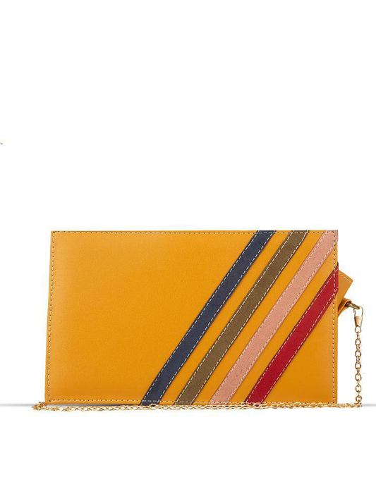 Women Trace PU Leather Clutch, Mustard