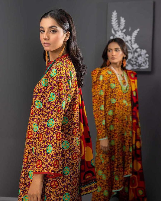 3 Pcs Women Unstitched Linen Printed Suit -Soha