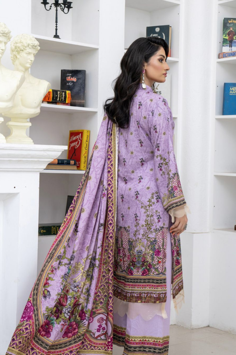 3 Piece - Marooj Unstitched Light Purple BanaDora Linen Suit