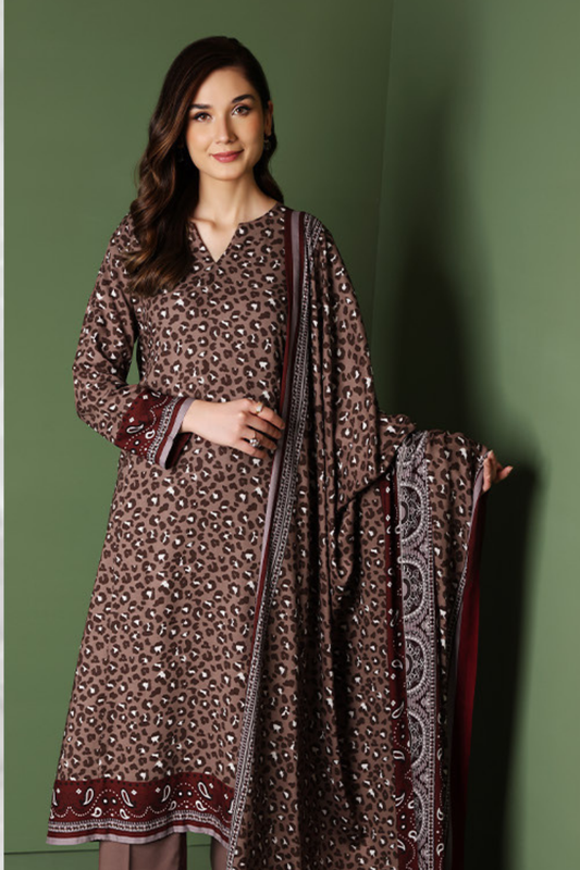 3 Pieces - Nishat Unstitched Cheeta Print Printed Linen Suit