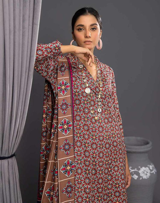 3 Pcs Women Unstitched Linen Printed Suit -Soha