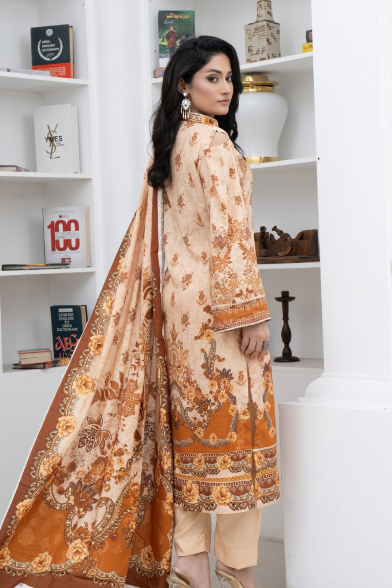 3 Piece - Marooj Unstitched Skin BanaDora Linen Suit