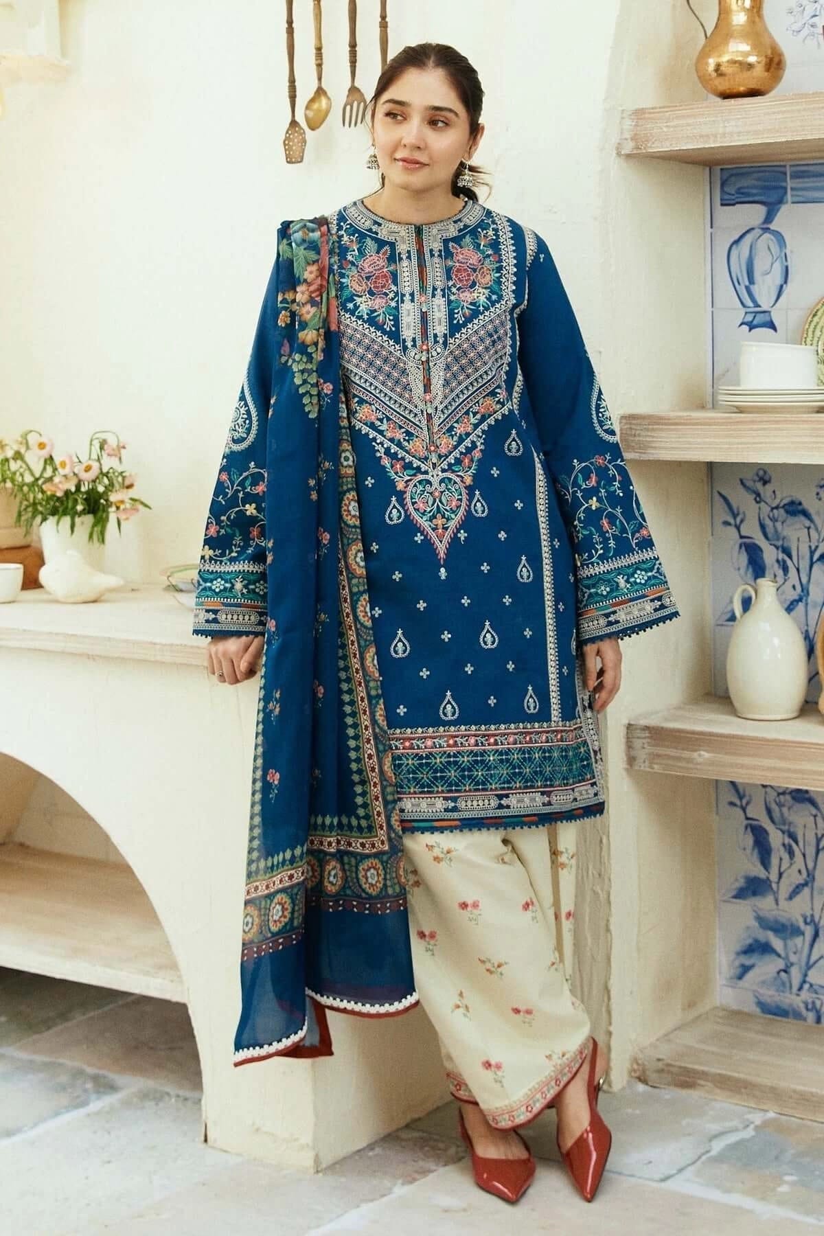 Coco by Zarashahjahan — 3pc on emb Lawn with Diamond Dopatta
