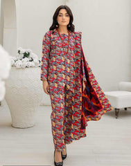 3 Pcs Women Unstitched Slub linen Printed Suit -Rania