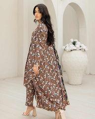 3 Pcs Women UnstitchedSlub Printed Suit -Rania