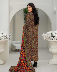 3pcs Women Unstitched Slub Linen Printed Suit - Rania