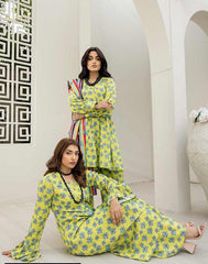 3 Pcs Women Unstitched Slub linen Printed Suit -Rania