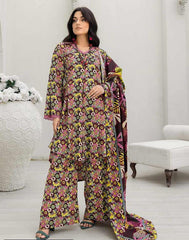 3 Pcs Women Unstitched Slub Linen Printed Suit - Rania