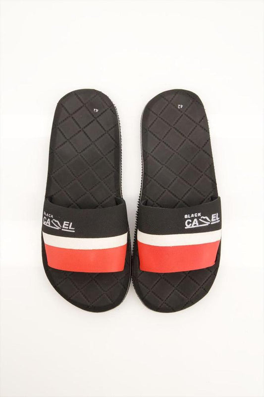 Black Camel 003 Comfort Slide, Black-Red