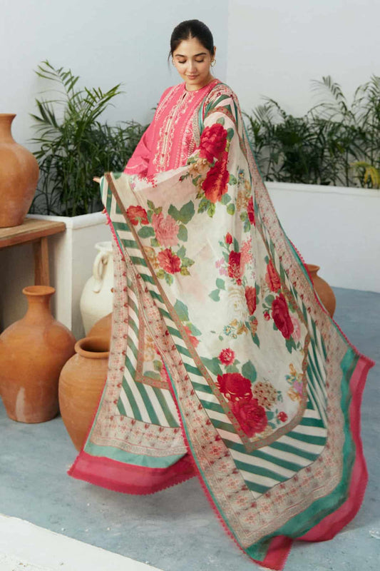 Zara shahjahan on emb Lawn with diamond printed Dopatta