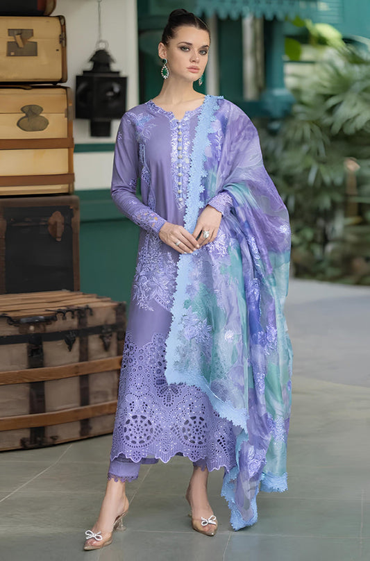 Mushq on emb Lawn with Diamond printed Dopatta