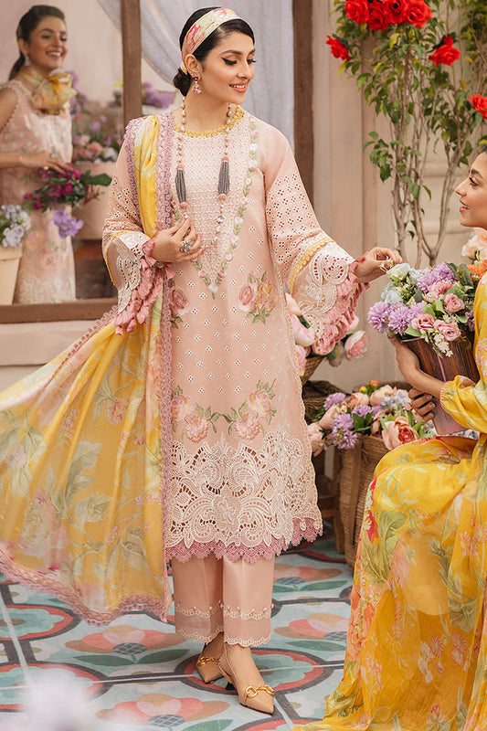 Mushq aon emb Lawn with Diamond printed Dopatta