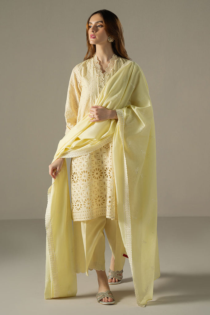 Cross stich on emb Lawn with organza emb Dopatta